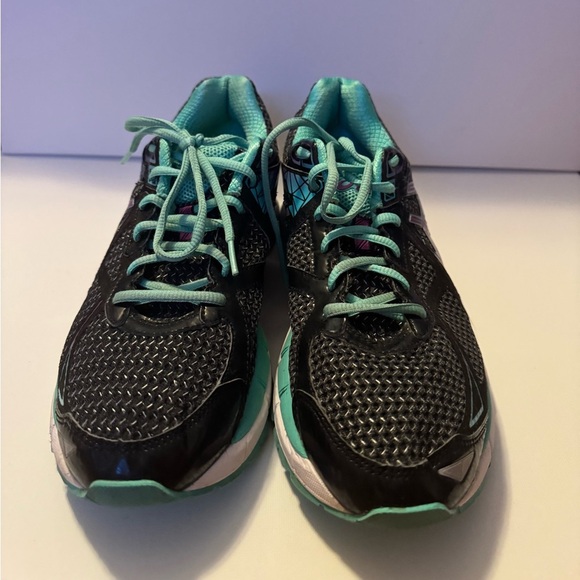 ASICS Women's Black and Aqua Athletic Shoes without insoles - Picture 6 of 8